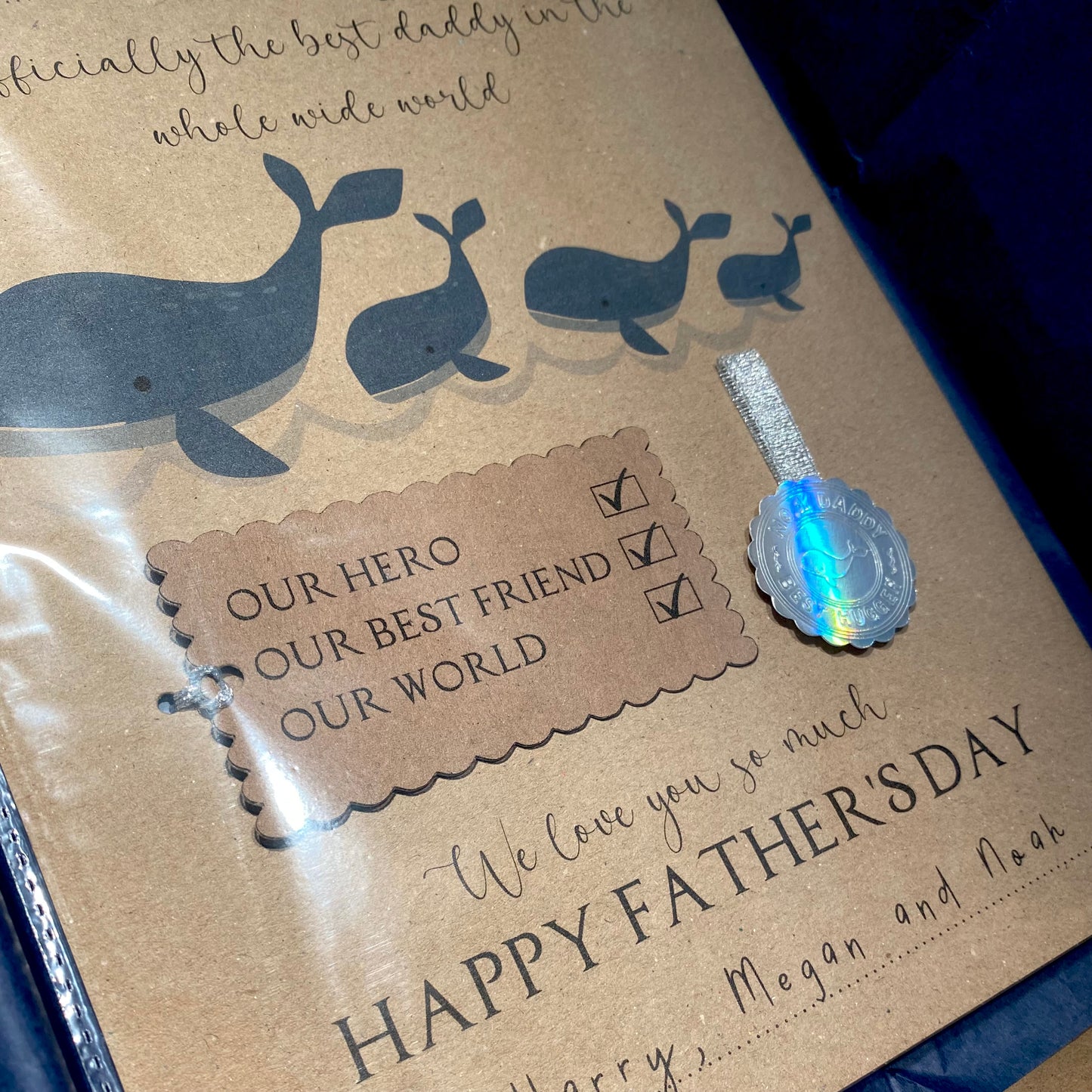 Fathers Day gift from kids Best dad in the world custom award certificate Whale themed gift for daddy