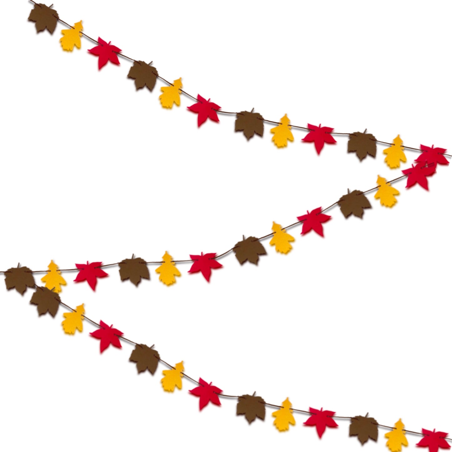 Mini garland Autumn leaves, red sweet gum, golden oak, brown sycamore bunting