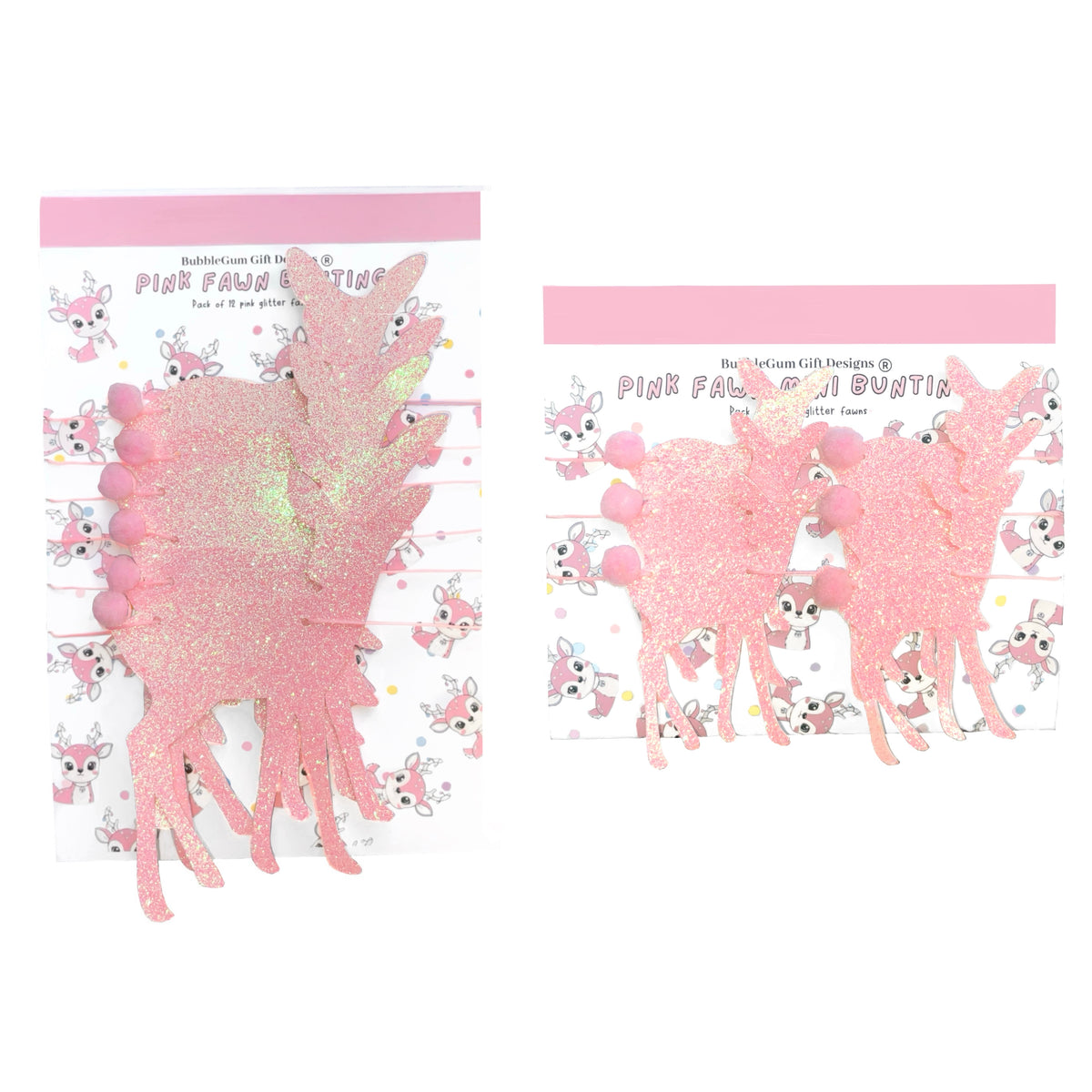 Pink Glitter Deer Bunting (Choose Size) – Kitsch Christmas Garland