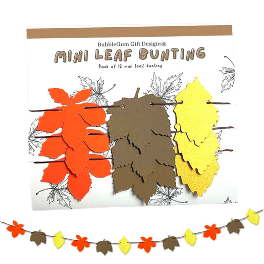 Mini fall leaf garland pumpkin spice colour autumn leaves, Chestnut, Sycamore and birch leaf decoration, Cute reading corner shelf decor