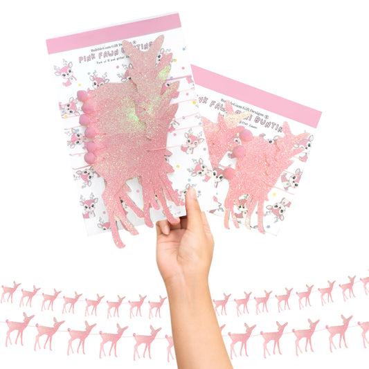 Pink Glitter Deer Bunting (Choose Size) – Kitsch Christmas Garland