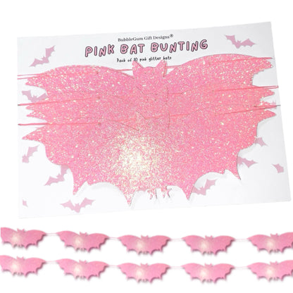 Glitter pink Halloween bats garland, Pastel Halloween bat decorations, Bat cute girly bunting