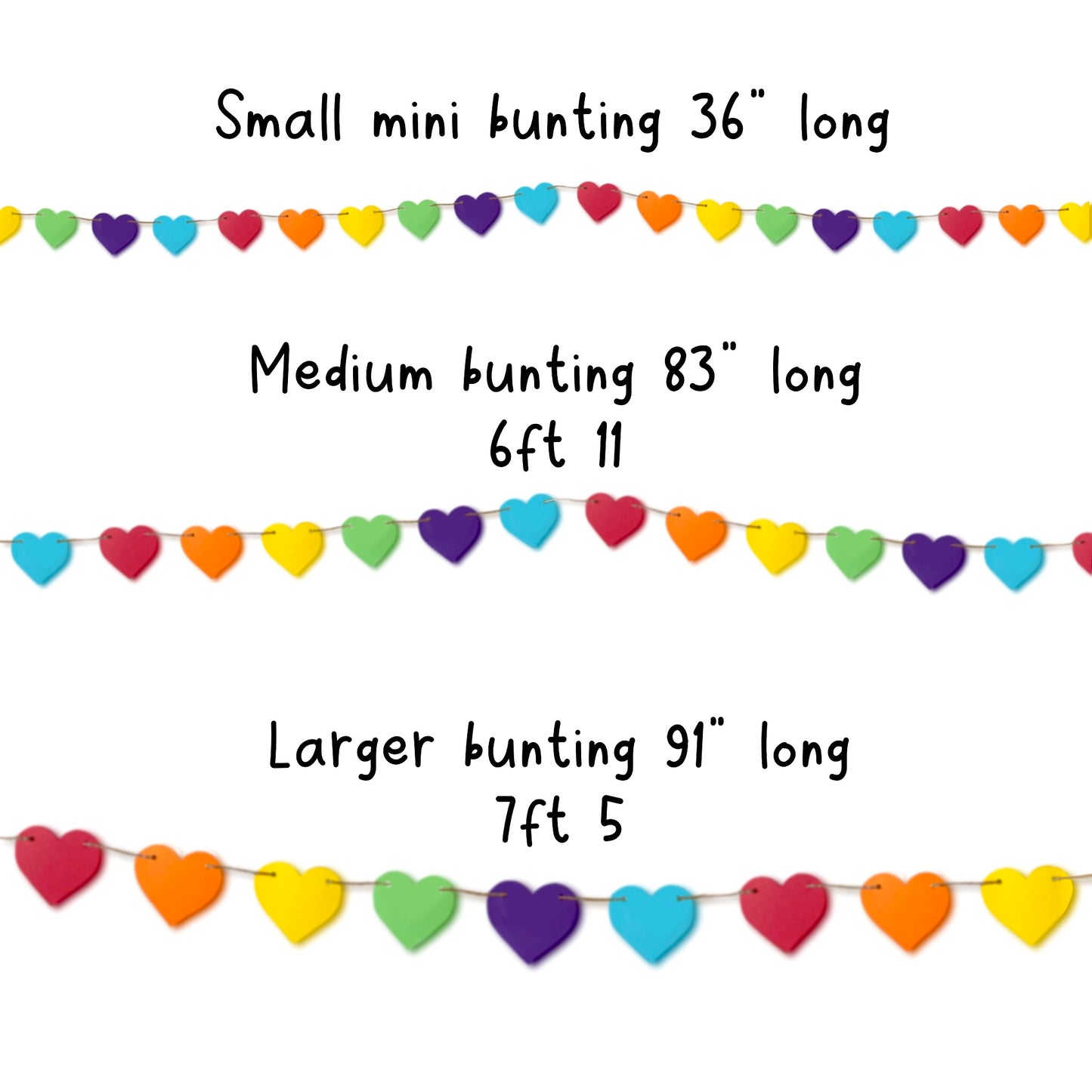 Colourful rainbow heart mini bunting Pride month LGBT symbol love hearts garland Spectrum Heart decoration and gender six colour