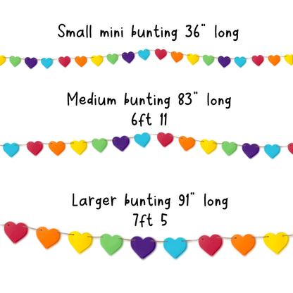 Colourful rainbow heart mini bunting Pride month LGBT symbol love hearts garland Spectrum Heart decoration and gender six colour