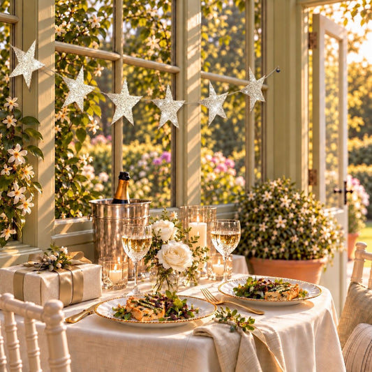 Champagne Glitter Star garland (Choose Size) – Anniversary Garland