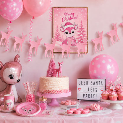 Pink Glitter Deer Bunting (Choose Size) – Kitsch Christmas Garland