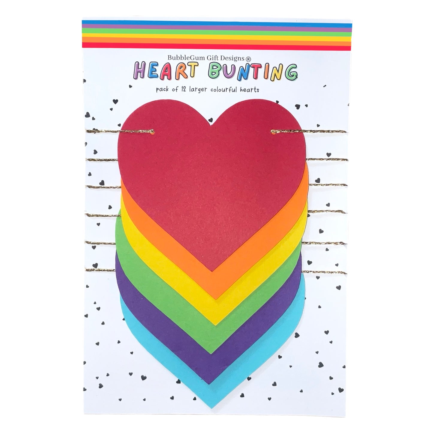 Colourful rainbow heart mini bunting Pride month LGBT symbol love hearts garland Spectrum Heart decoration and gender six colour