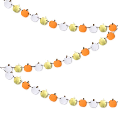 Mini Trio of pumpkins bunting, Orange white gold cute pumpkins for Autumn, Little pumpkin decorations