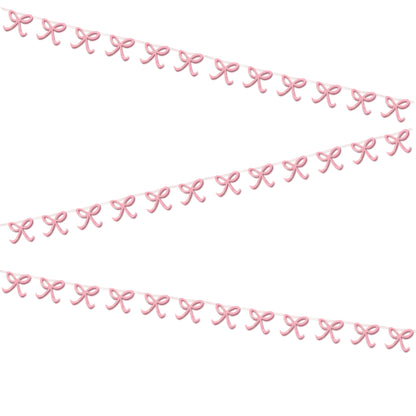 Pink coquette bow birthday decorations Pink glitter bow bunting Sparkly sweet 16 bows garland