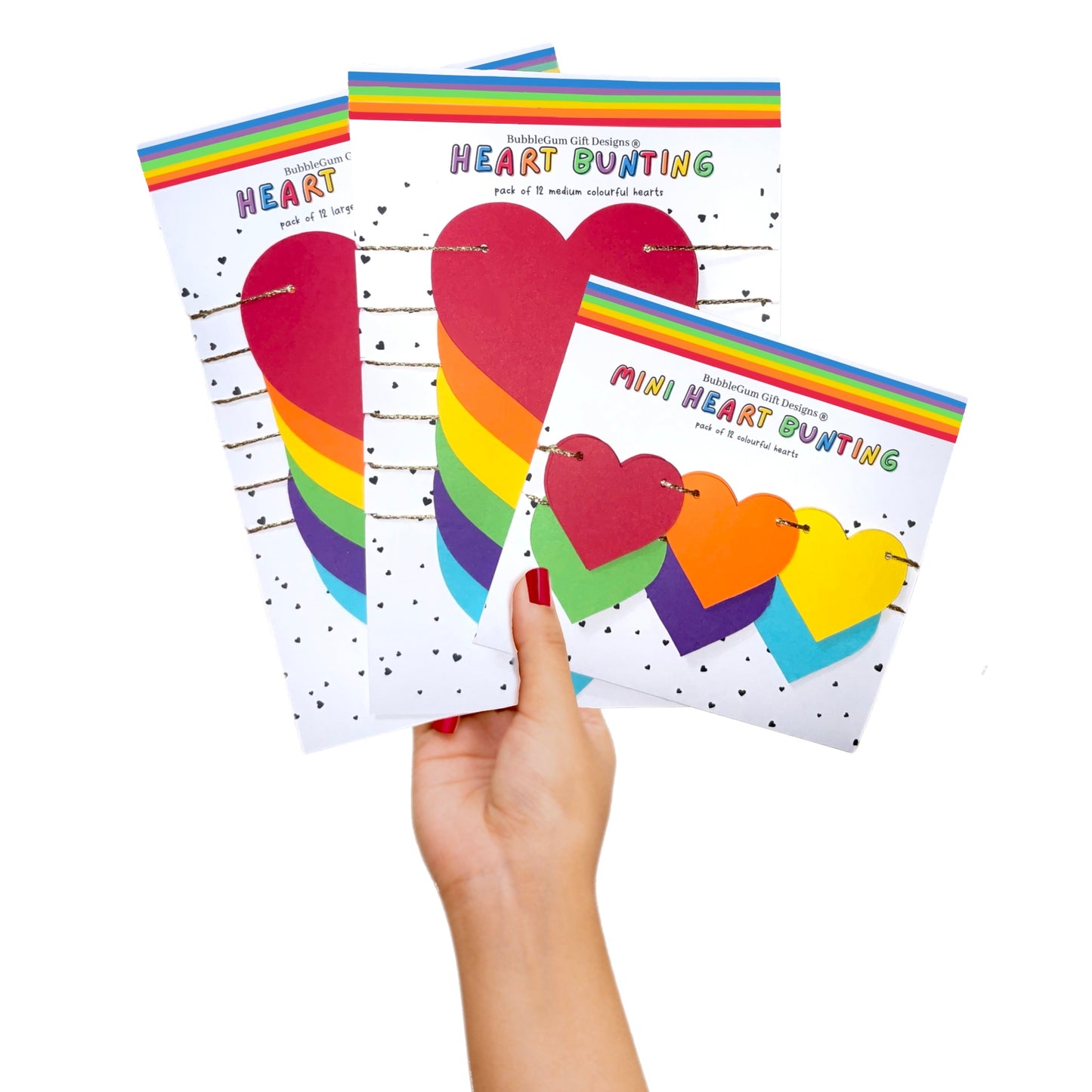 Colourful rainbow heart mini bunting Pride month LGBT symbol love hearts garland Spectrum Heart decoration and gender six colour