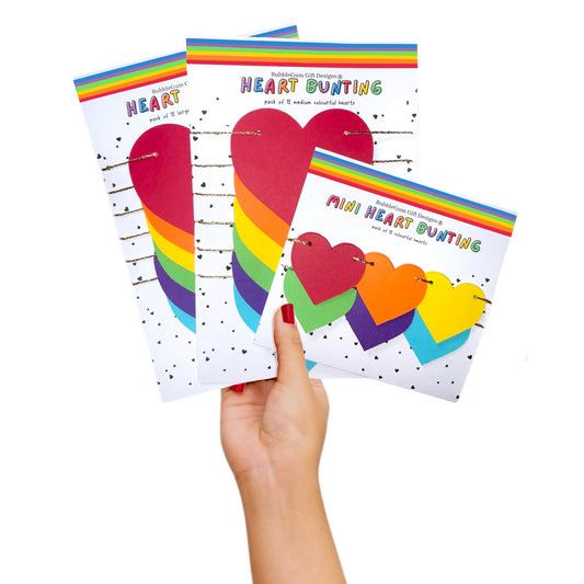 Colourful rainbow heart mini bunting Pride month LGBT symbol love hearts garland Spectrum Heart decoration and gender six colour