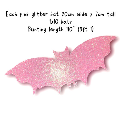 Glitter pink Halloween bats garland, Pastel Halloween bat decorations, Bat cute girly bunting