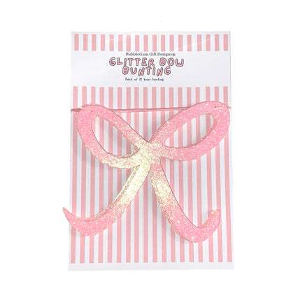 Pink coquette bow birthday decorations Pink glitter bow bunting Sparkly sweet 16 bows garland