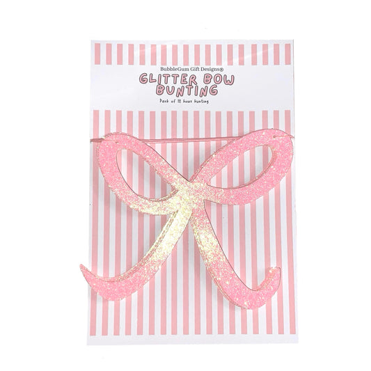 Pink coquette bow birthday decorations Pink glitter bow bunting Sparkly sweet 16 bows garland
