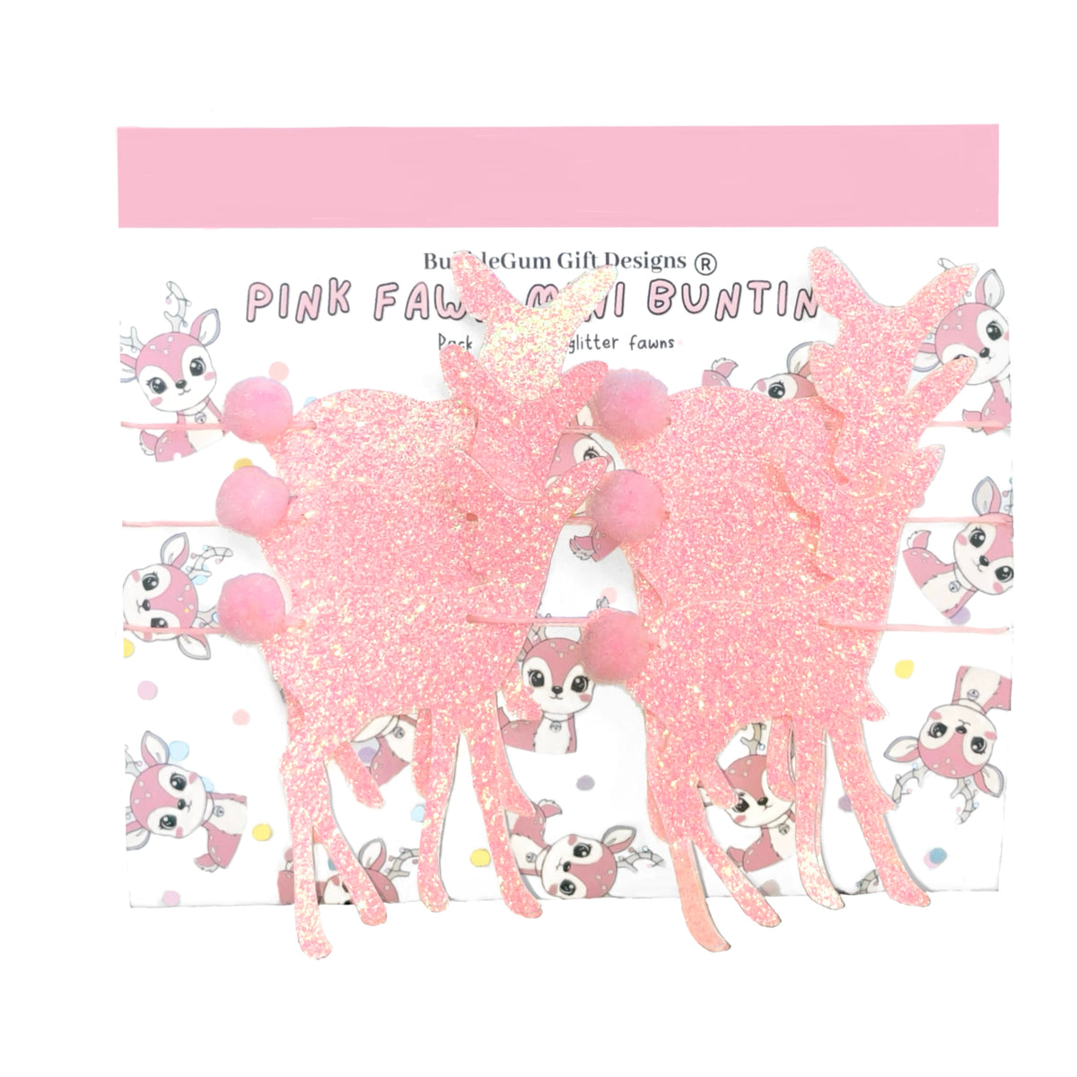 Pink Glitter Deer Bunting (Choose Size) – Kitsch Christmas Garland