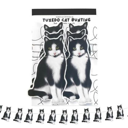 Tuxedo cat theme party banner Black and white kitty cat birthday party decorations Realistic hand drawn pet lover cat illustration