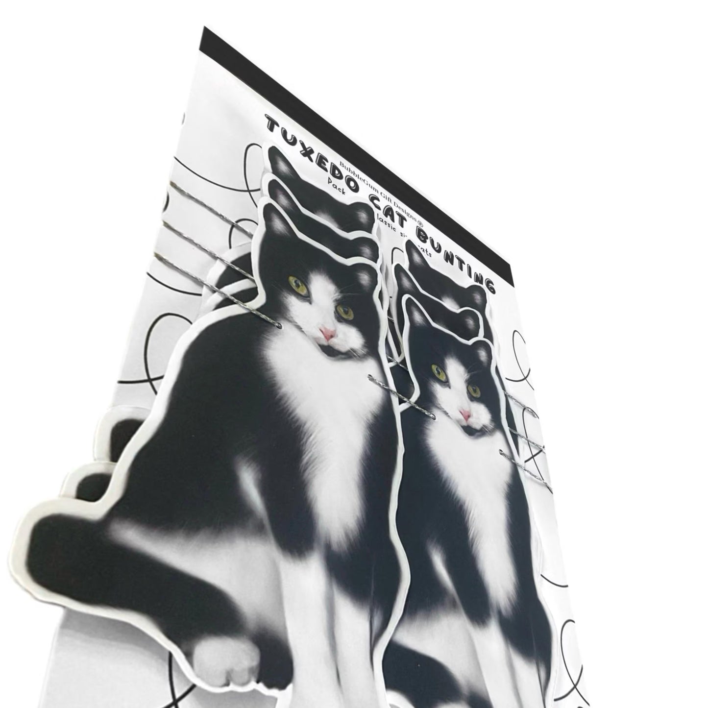 Tuxedo cat theme party banner Black and white kitty cat birthday party decorations Realistic hand drawn pet lover cat illustration