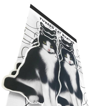 Tuxedo cat theme party banner Black and white kitty cat birthday party decorations Realistic hand drawn pet lover cat illustration