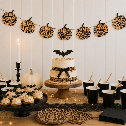 Leopard Print Pumpkin Garland Halloween Pumpkin Bunting Autumn Fall Decorations Animal Print Pumpkin Decor