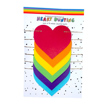 Colourful rainbow heart mini bunting Pride month LGBT symbol love hearts garland Spectrum Heart decoration and gender six colour