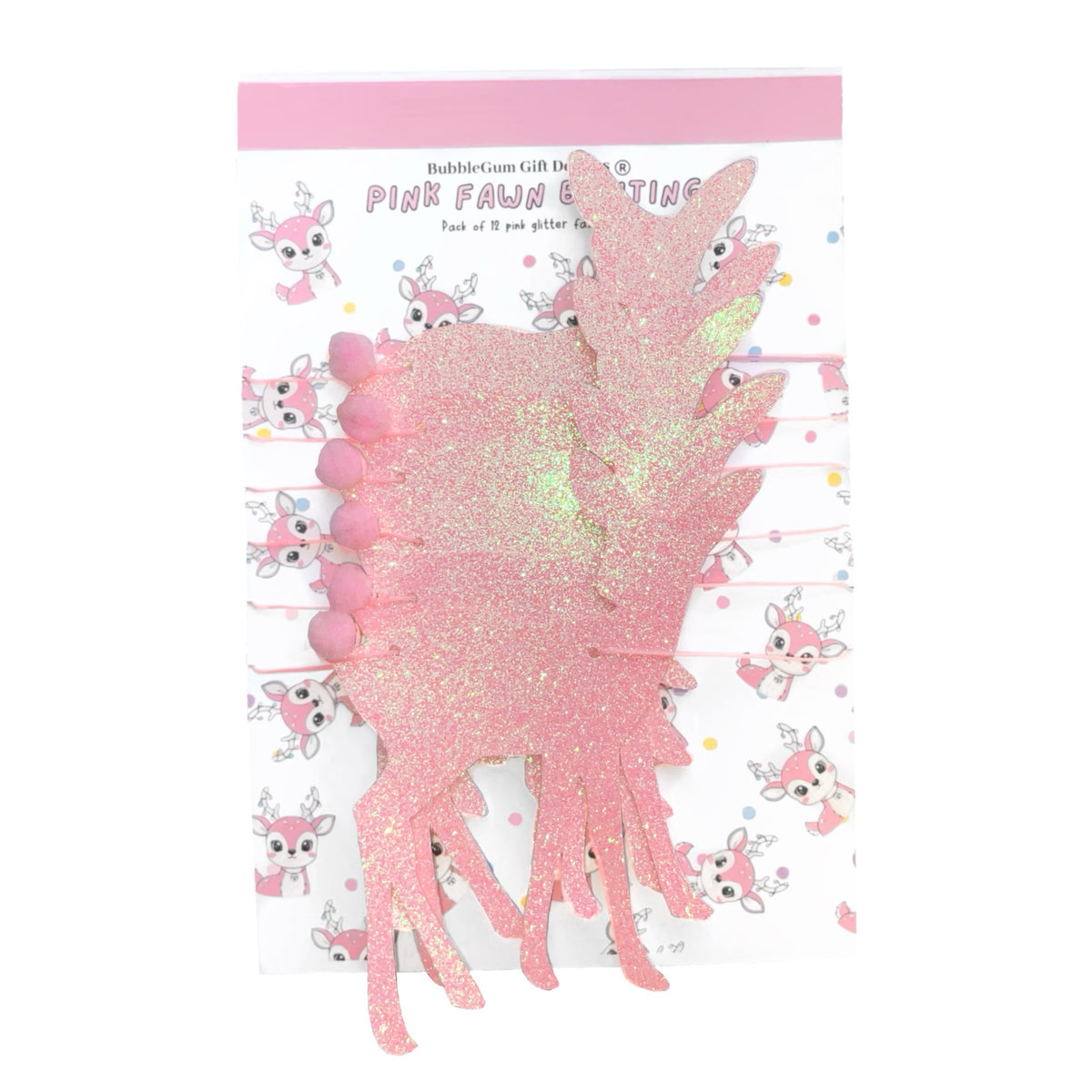 Pink Glitter Deer Bunting (Choose Size) – Kitsch Christmas Garland