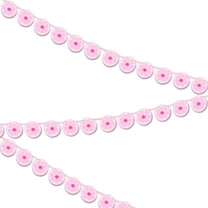 Pink lemon mini garland with pom poms Lemon decor for pink lemonade party or Summer Birthday Mini lemon
