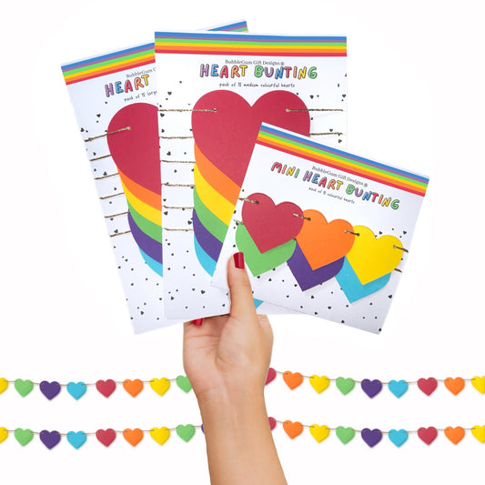 Colourful rainbow heart mini bunting Pride month LGBT symbol love hearts garland Spectrum Heart decoration and gender six colour