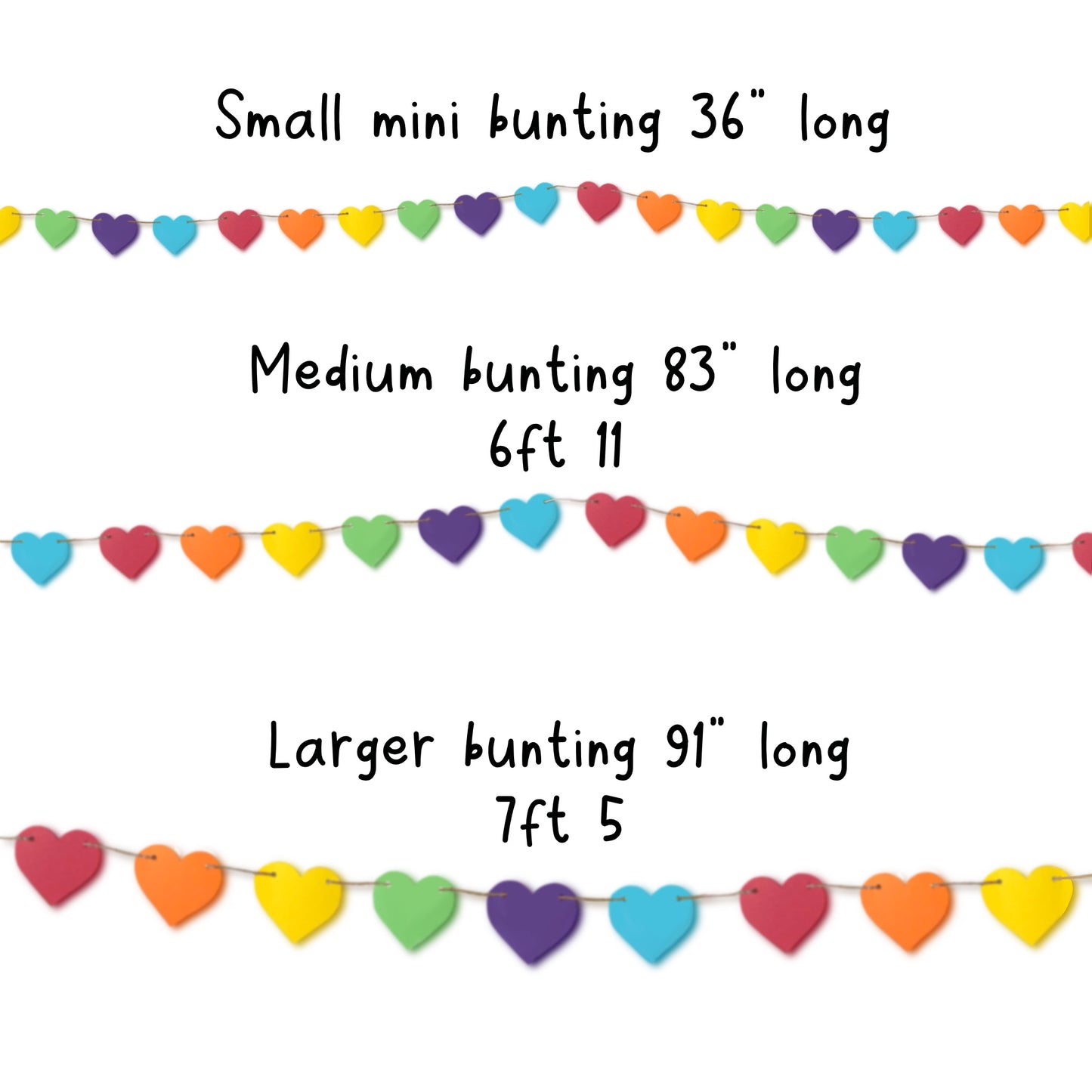 Colourful rainbow heart mini bunting Pride month LGBT symbol love hearts garland Spectrum Heart decoration and gender six colour