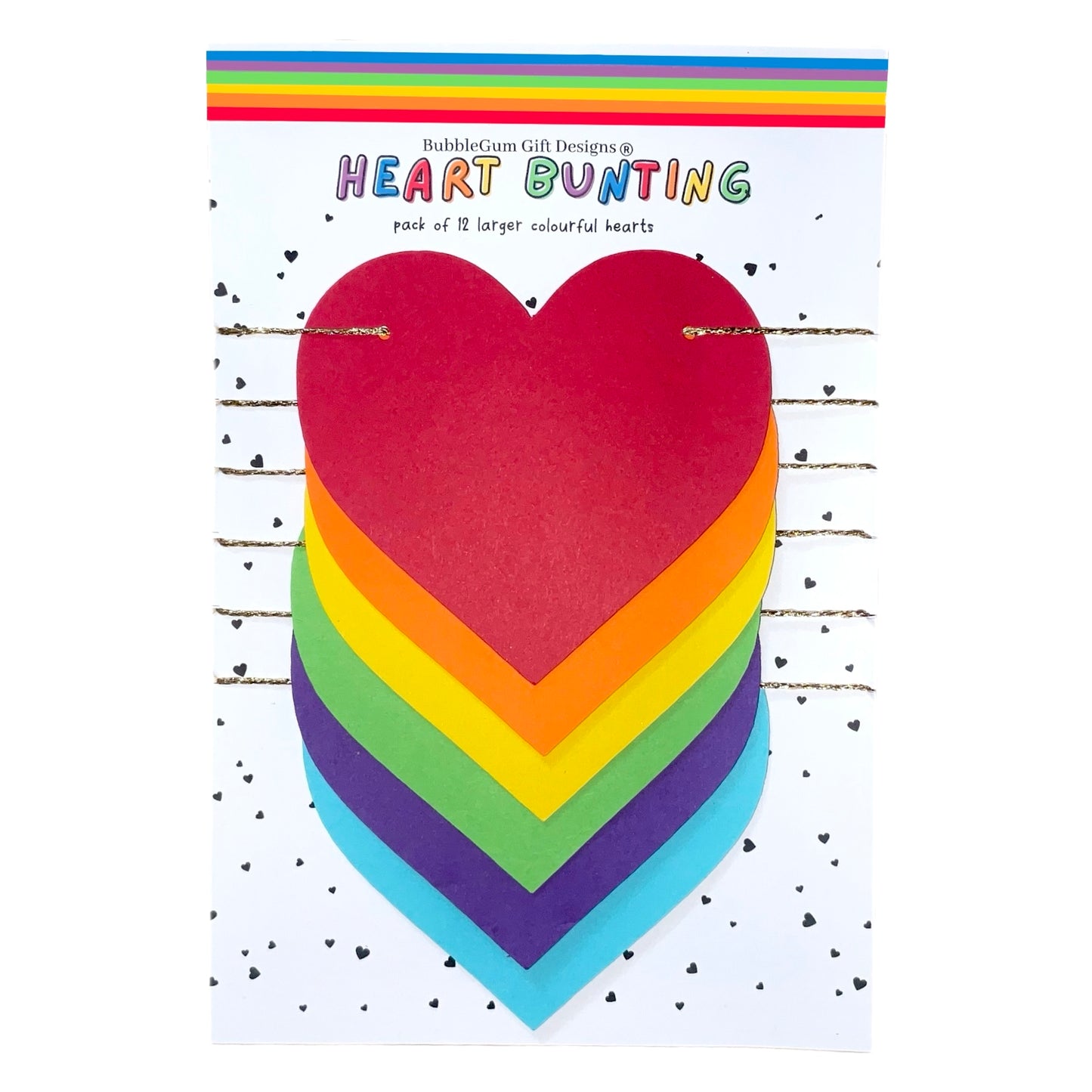 Colourful rainbow heart mini bunting Pride month LGBT symbol love hearts garland Spectrum Heart decoration and gender six colour