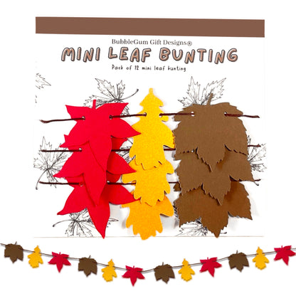 Mini garland Autumn leaves, red sweet gum, golden oak, brown sycamore bunting