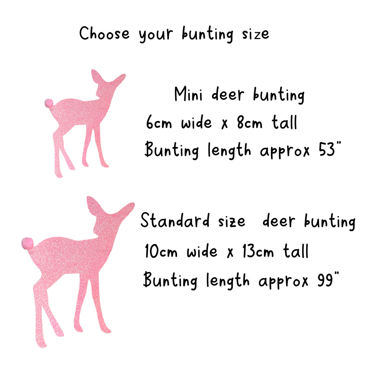 Pink Glitter Deer Bunting (Choose Size) – Kitsch Christmas Garland
