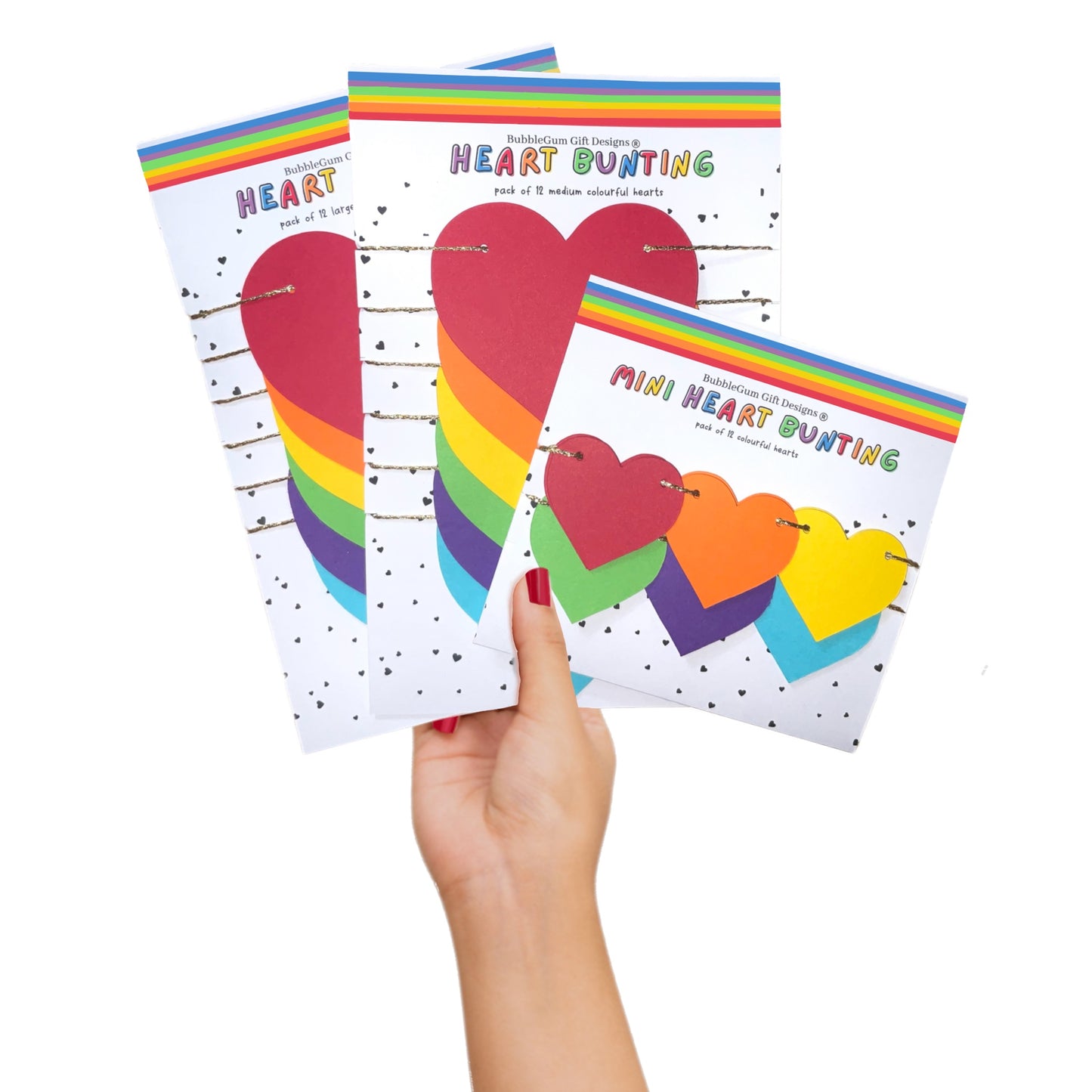 Colourful rainbow heart mini bunting Pride month LGBT symbol love hearts garland Spectrum Heart decoration and gender six colour