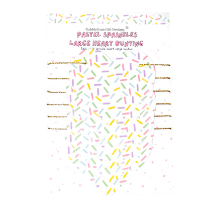 Baby sprinkle bunting Heart shaped garland Pastel hundreds and thousands birthday party decorations Fun sprinkles wall decorations