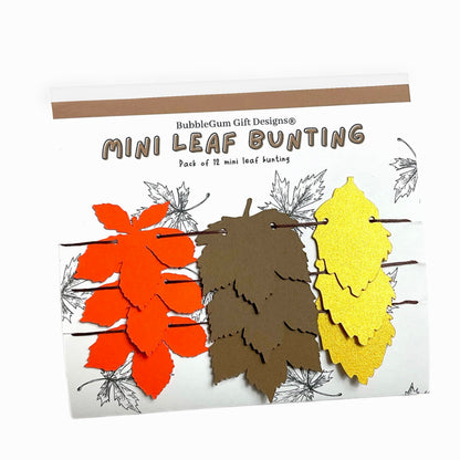 Mini fall leaf garland pumpkin spice colour autumn leaves, Chestnut, Sycamore and birch leaf decoration, Cute reading corner shelf decor