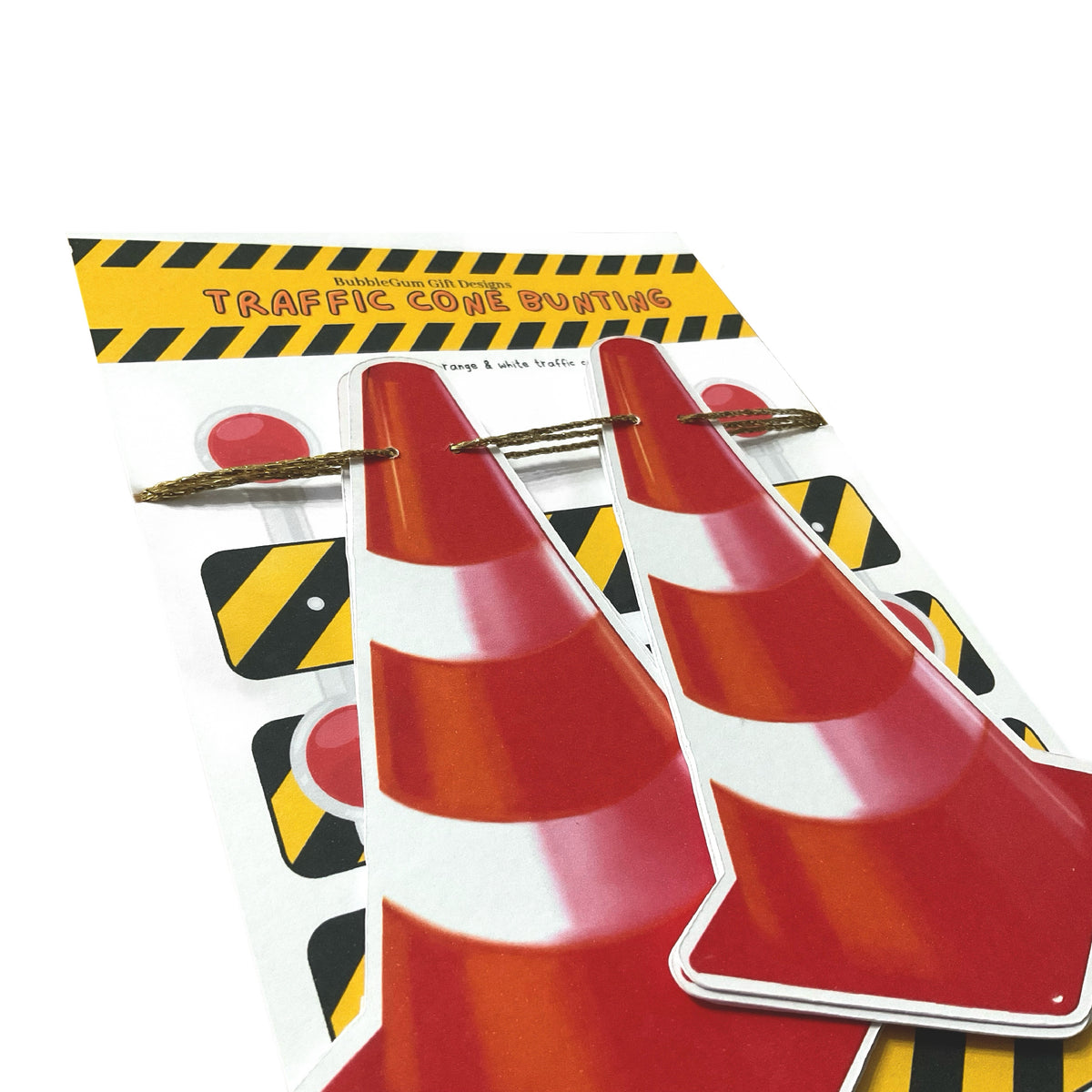 Traffic Cone Bunting (Choose String Colour) – Construction Garland