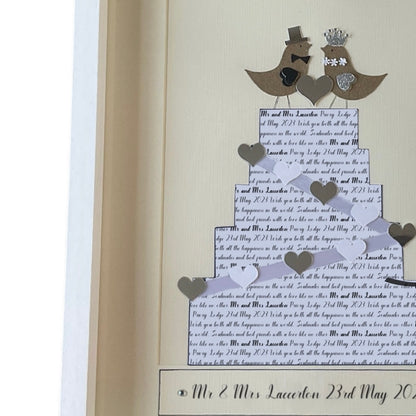 Wedding gift for couple unique cake design, Alternative wedding gifts for Bride and Groom to be, Personalised wedding gift with love birds