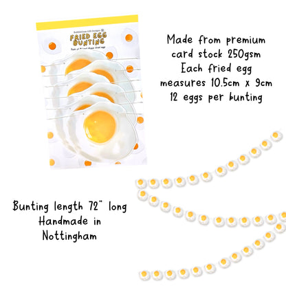 Fried egg garland, Digitally hand drawn egg print, Cute and quirky sunny side up eggs bunting