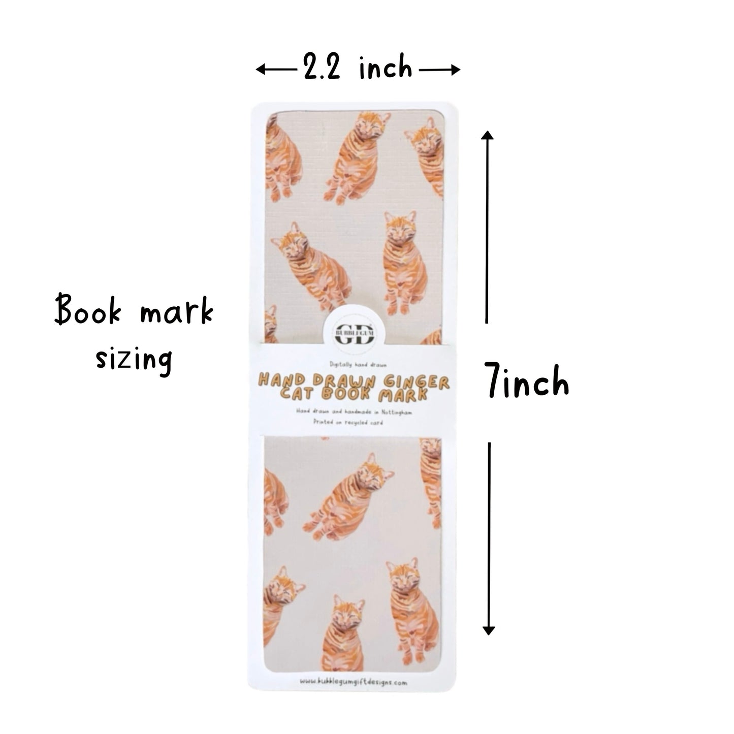 Ginger cat bookmark set of 3, Cat illustration handmade bookmark, Unique bookmarks double layered and pressed