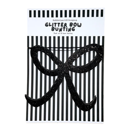 Halloween Bow Decor, Glitter Coquette Bow Garland, Hand Drawn Halloween Bunting, Choose Your Colour, 12 Bows