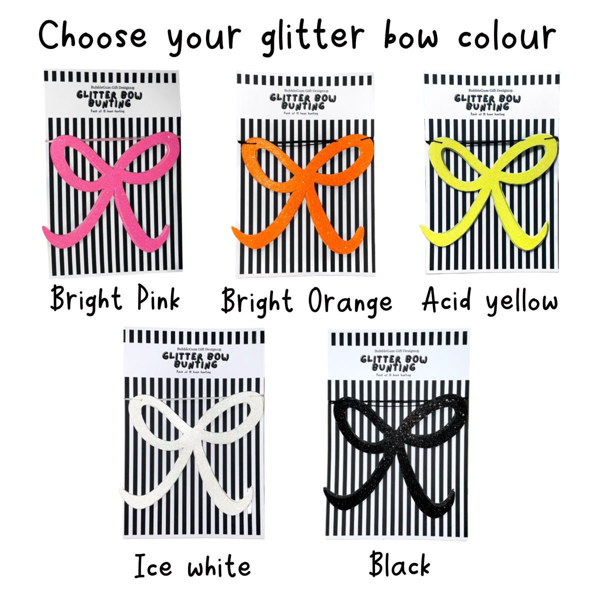 Halloween Bow Decor, Glitter Coquette Bow Garland, Hand Drawn Halloween Bunting, Choose Your Colour, 12 Bows
