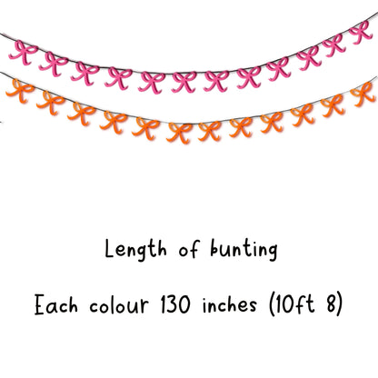 Halloween Bow Decor, Glitter Coquette Bow Garland, Hand Drawn Halloween Bunting, Choose Your Colour, 12 Bows