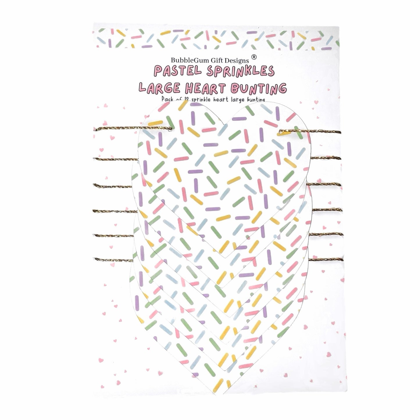 Sprinkles bunting heart shaped garland Pastel hundreds and thousands birthday party decorations Choose size