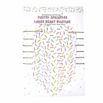 Sprinkles bunting heart shaped garland Pastel hundreds and thousands birthday party decorations Choose size