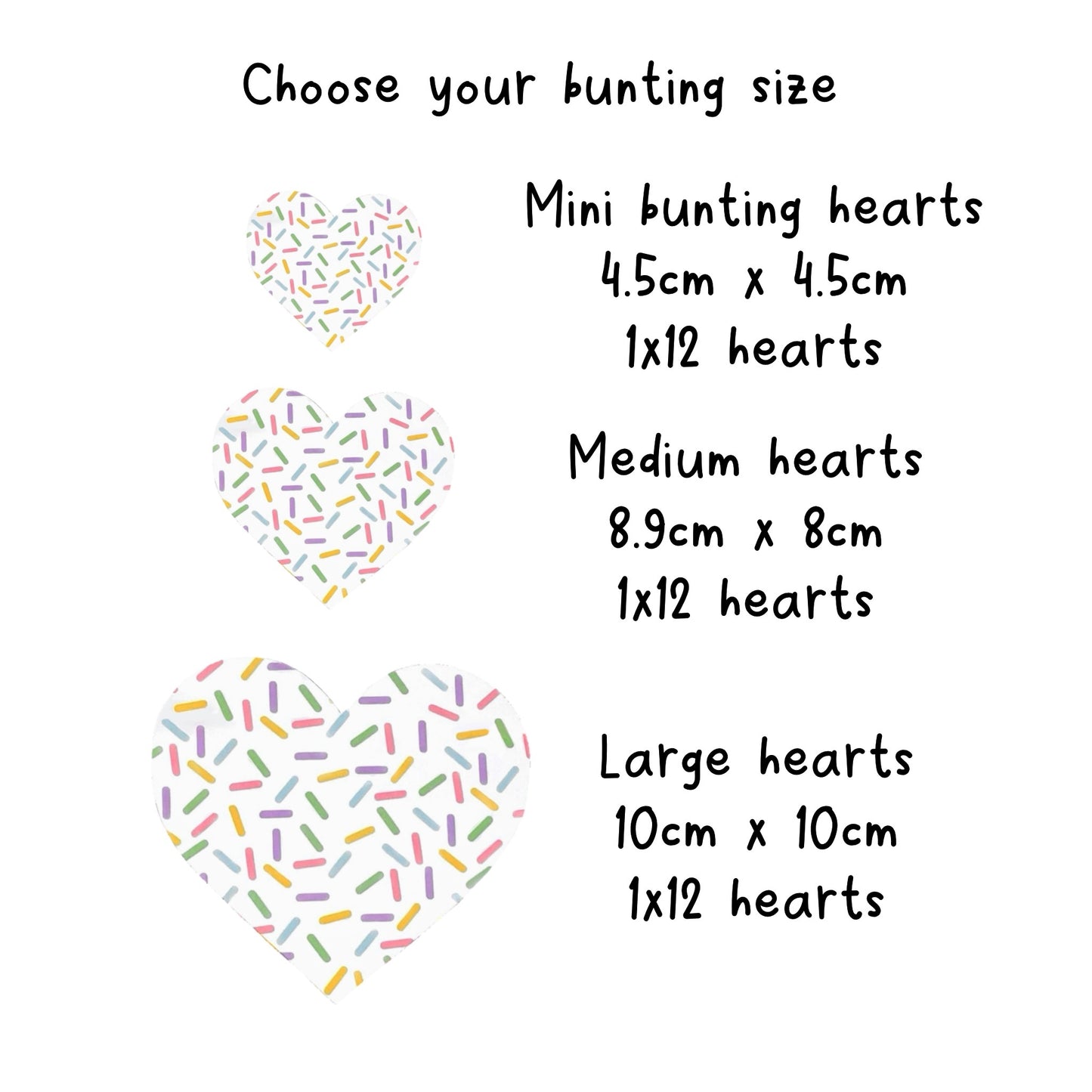 Sprinkles bunting heart shaped garland Pastel hundreds and thousands birthday party decorations Choose size