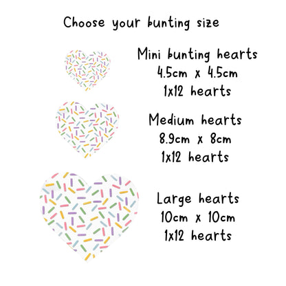Sprinkles bunting heart shaped garland Pastel hundreds and thousands birthday party decorations Choose size