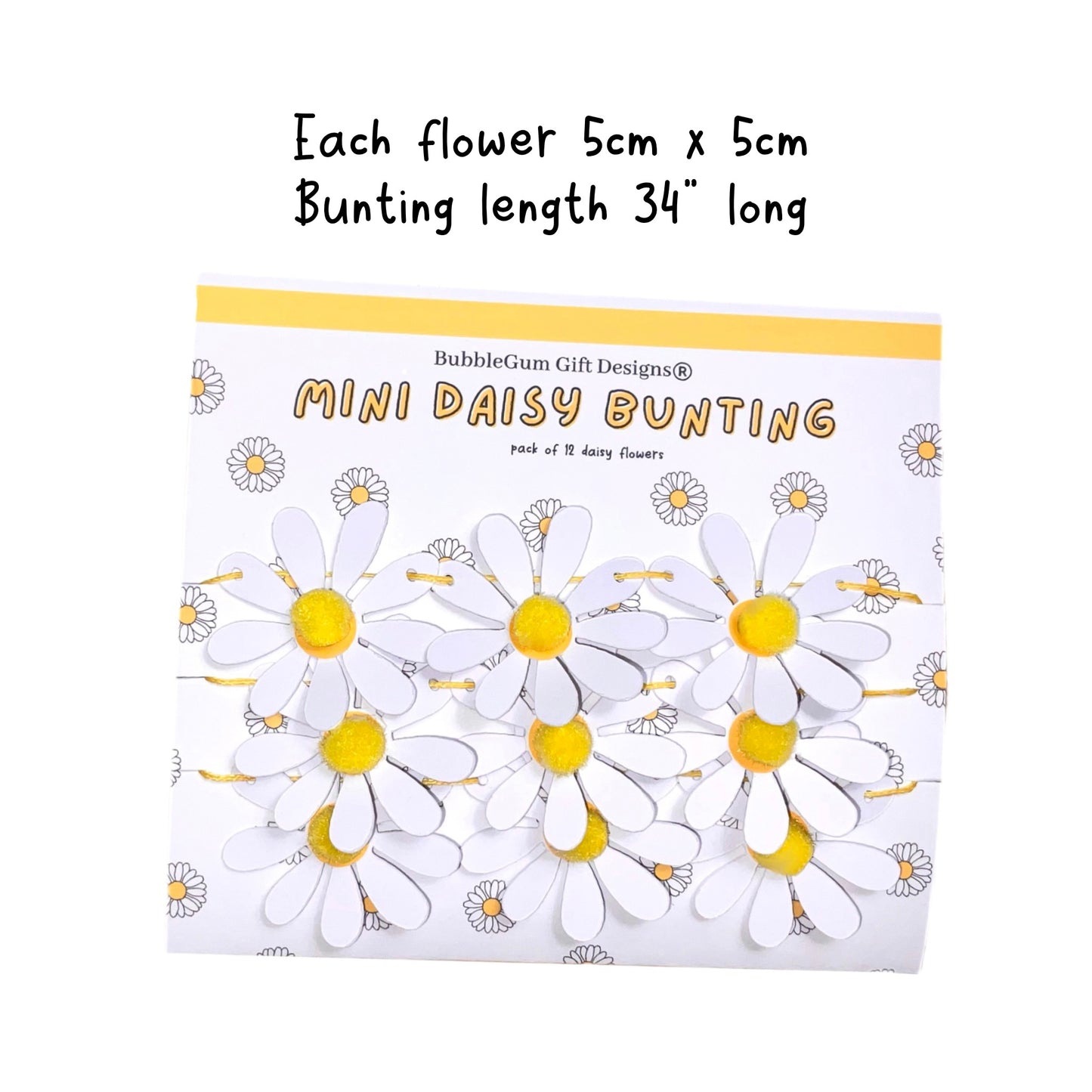 Daisy flower mini bunting Spring flowers yellow Pom Pom centres Daisy Garland floral accessories Easter bloom Daisy decor