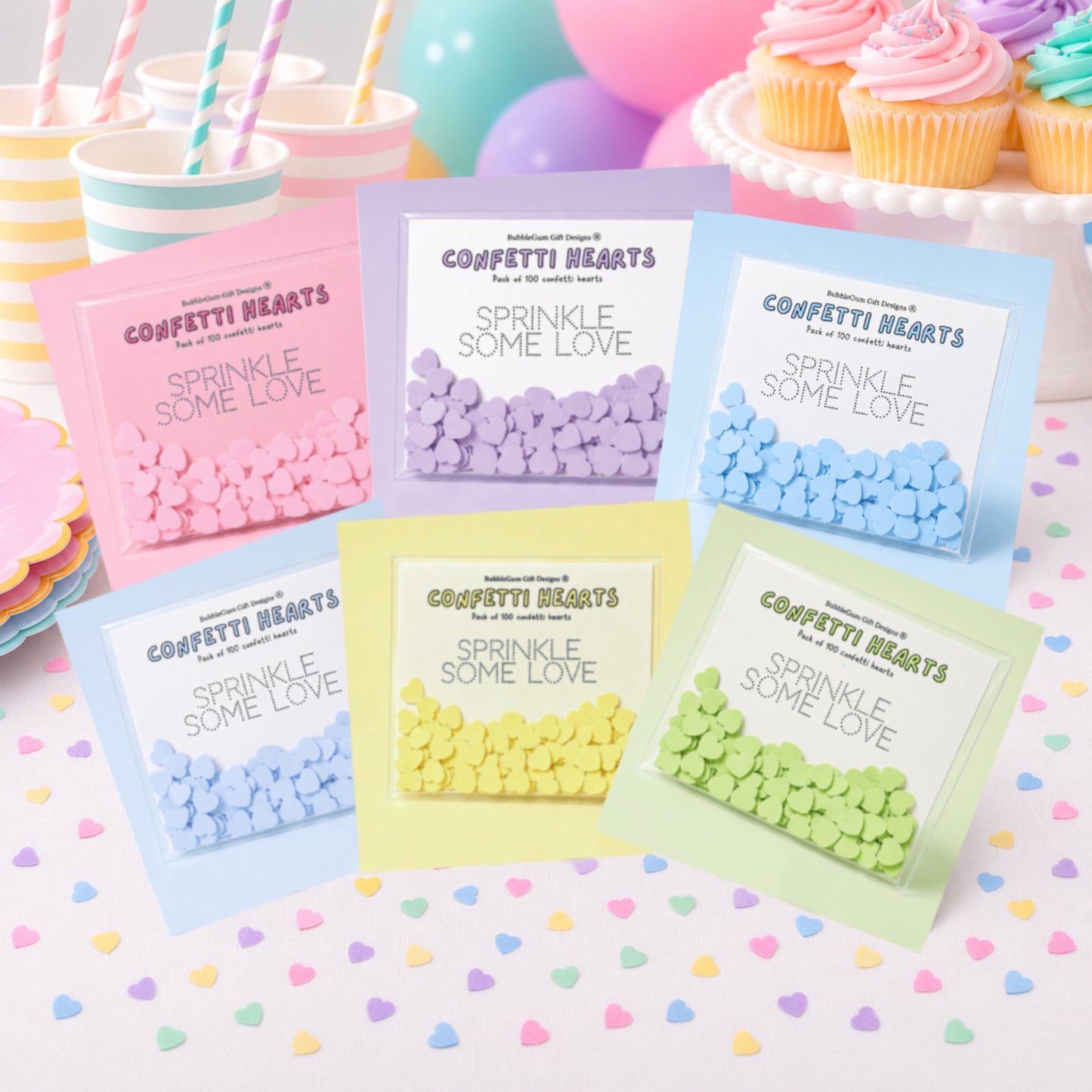 Dreamy pastel table confetti hearts double sided love heart party scatters 100 pieces per bag - choose your colour