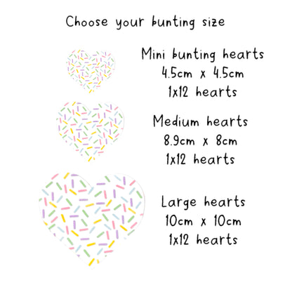 Baby sprinkle bunting Heart shaped garland Pastel hundreds and thousands birthday party decorations Fun sprinkles wall decorations