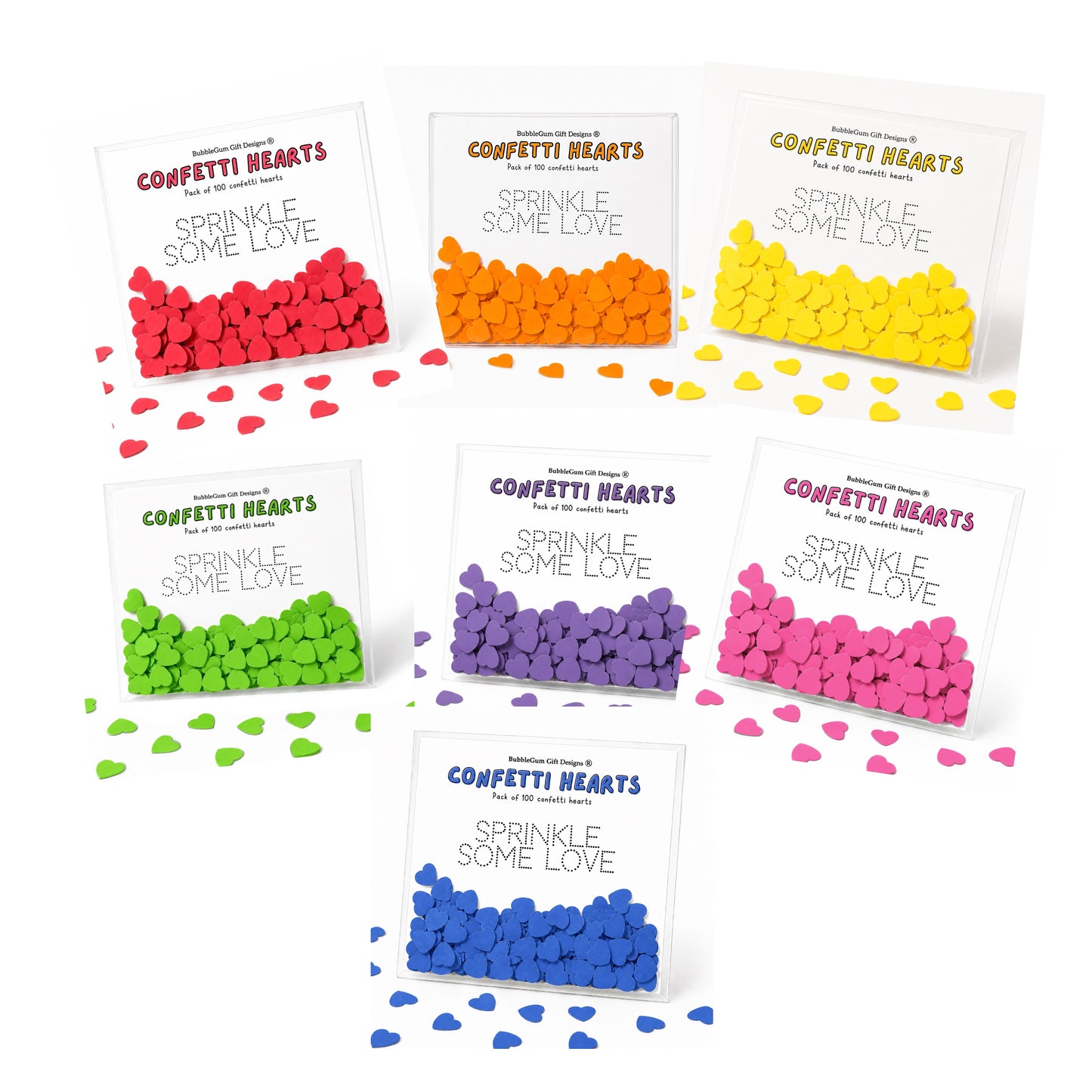Vibrant confetti table decor colourful hearts double sided party confetti 100 pieces per bag Choose your colour Red orange yellow green blue