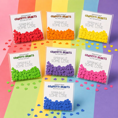 Vibrant confetti table decor colourful hearts double sided party confetti 100 pieces per bag Choose your colour Red orange yellow green blue